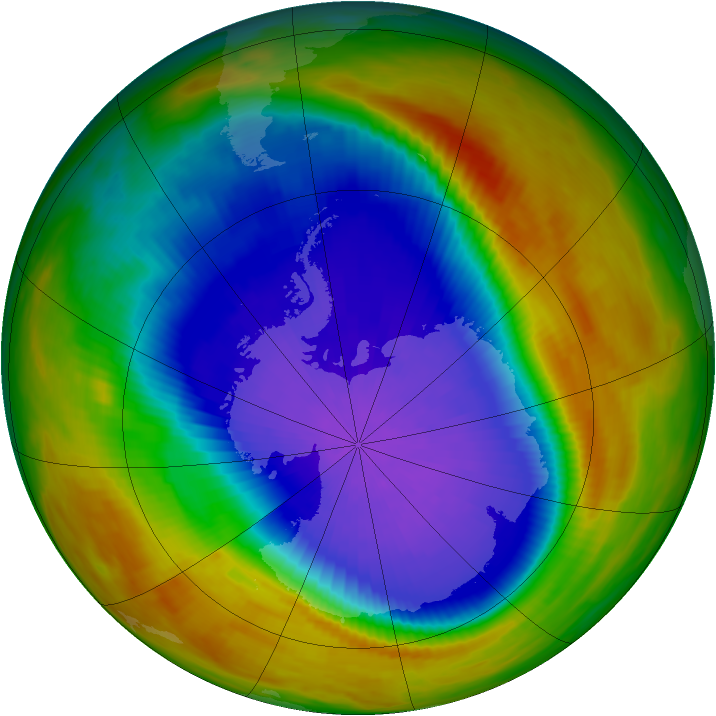 Antarctic ozone map for 05 October 1991